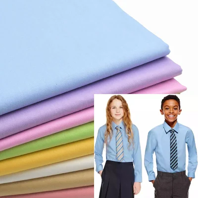 Approvisionnement d'usine Tc Polyester 65 Coton 35 Popeline / Tissu de coton pur pour l'école Shirt